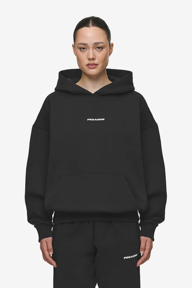 Women Pegador Hoodies Clarita Logo Oversized HoodieBlack White Gum