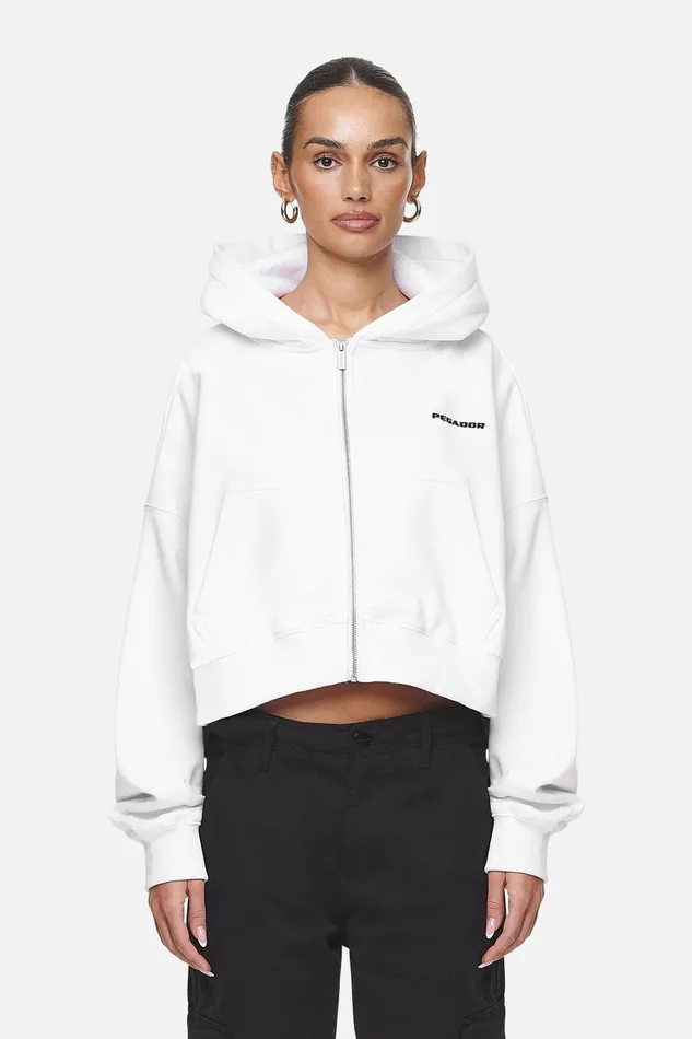Women Pegador Hoodies Marla Cropped Zip HoodieWhite Black Gum