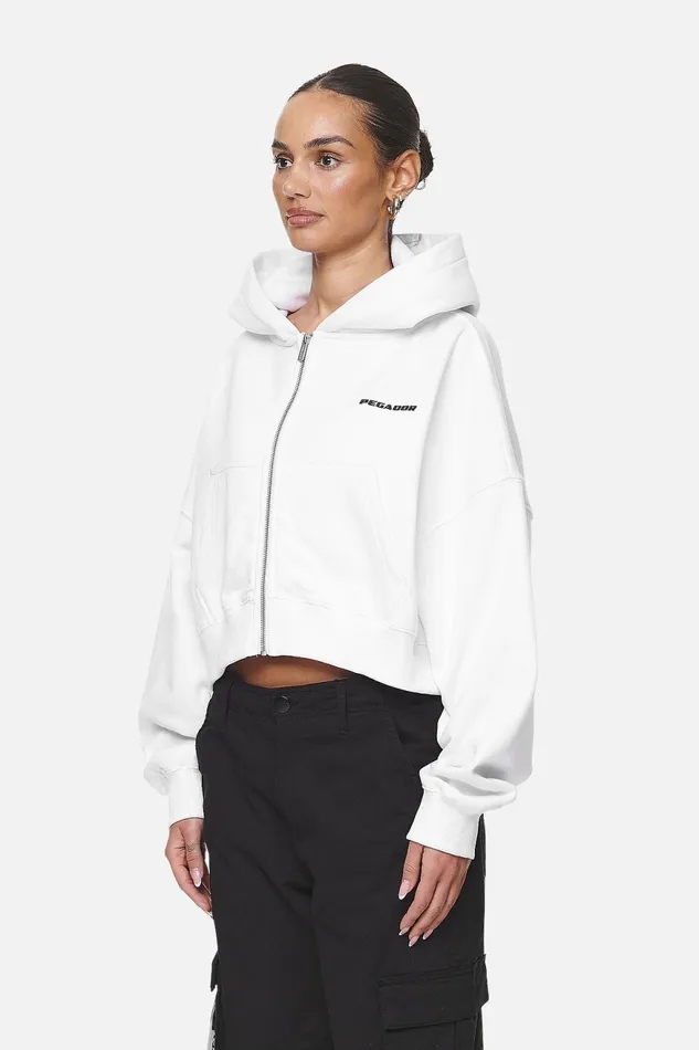 Women Pegador Hoodies Marla Cropped Zip HoodieWhite Black Gum Women Pegador Hoodies Marla Cropped Zip HoodieWhite Black Gum