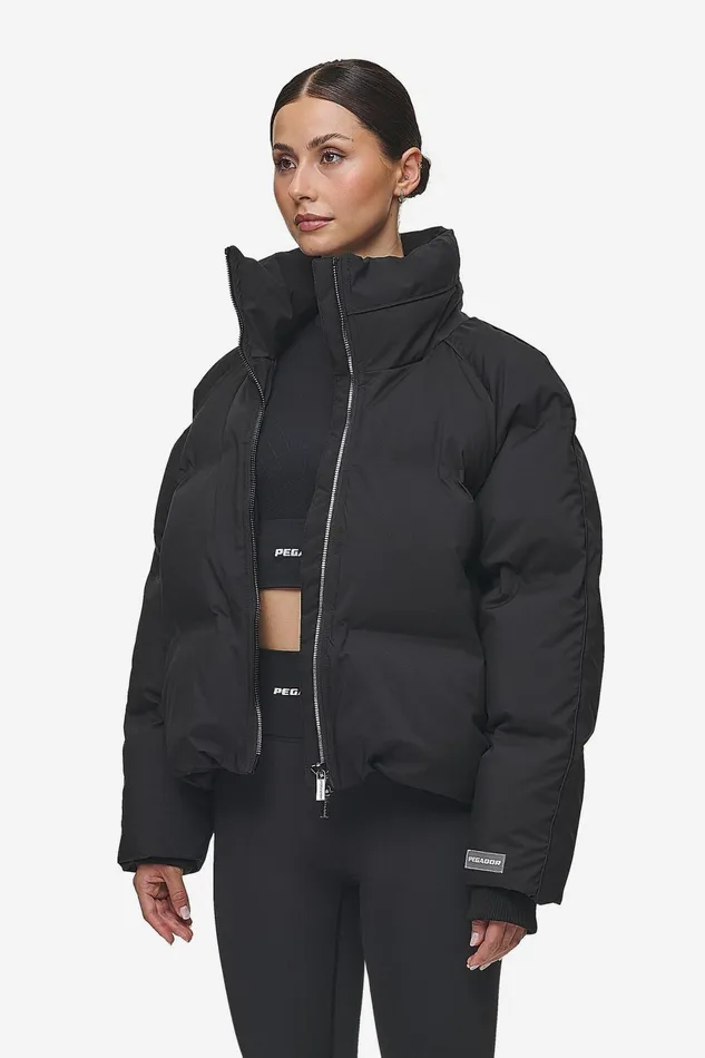 Women Pegador Jacken Henra Oversized Raglan Puffer Jacket Black