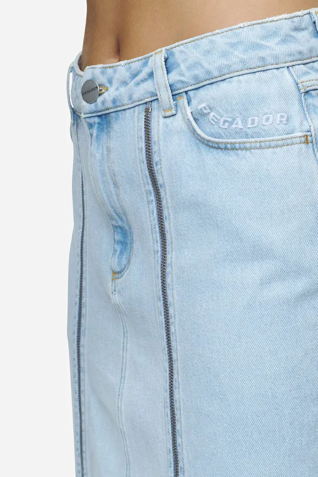 Women Pegador Jeans Aya Denim Midi Zip Skirt Washed Light Blue Women Pegador Jeans Aya Denim Midi Zip Skirt Washed Light Blue