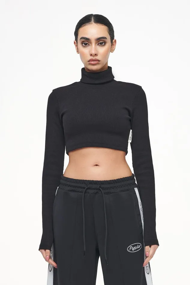Women Pegador Longsleeves Zito Rib Cropped Turtleneck Longsleeve Black