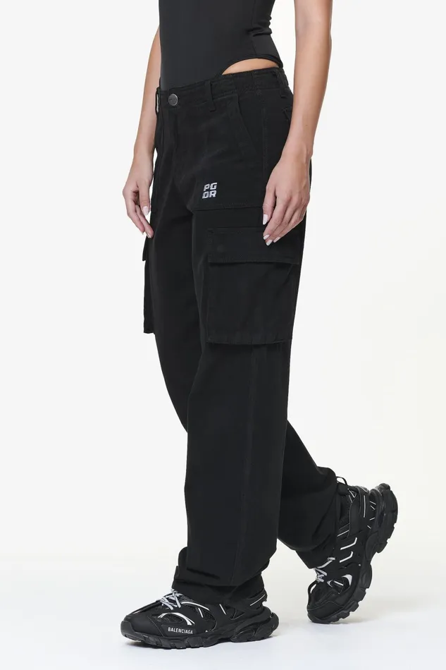 Women Pegador Pants Bodo Wide Cargo Pants Black