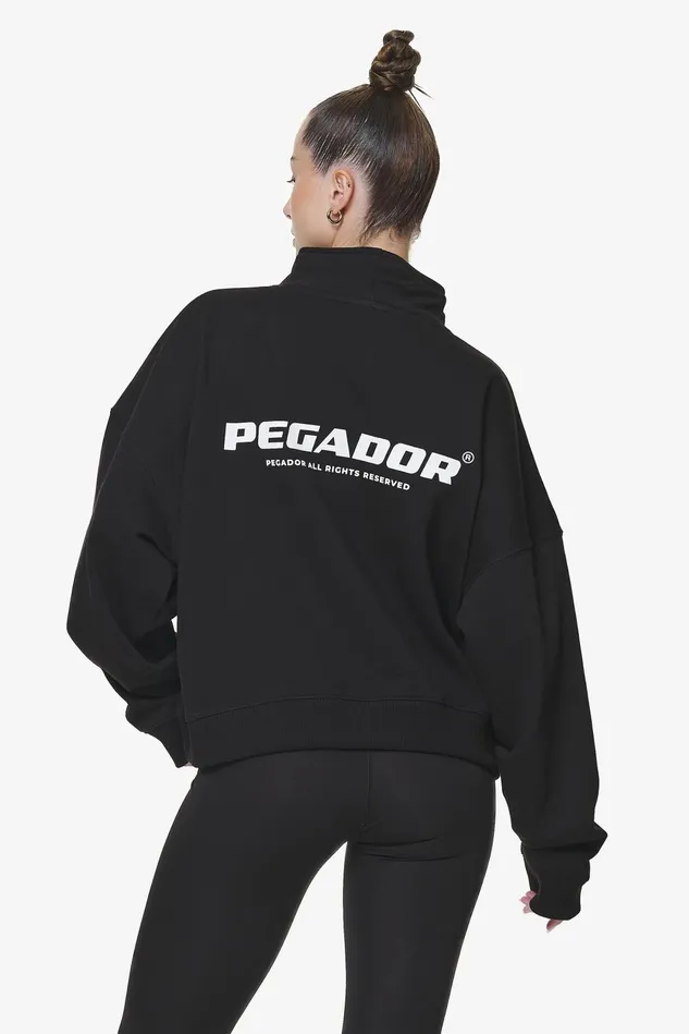 Women Pegador Sweaters Vuku Logo Oversized Halfzip Black