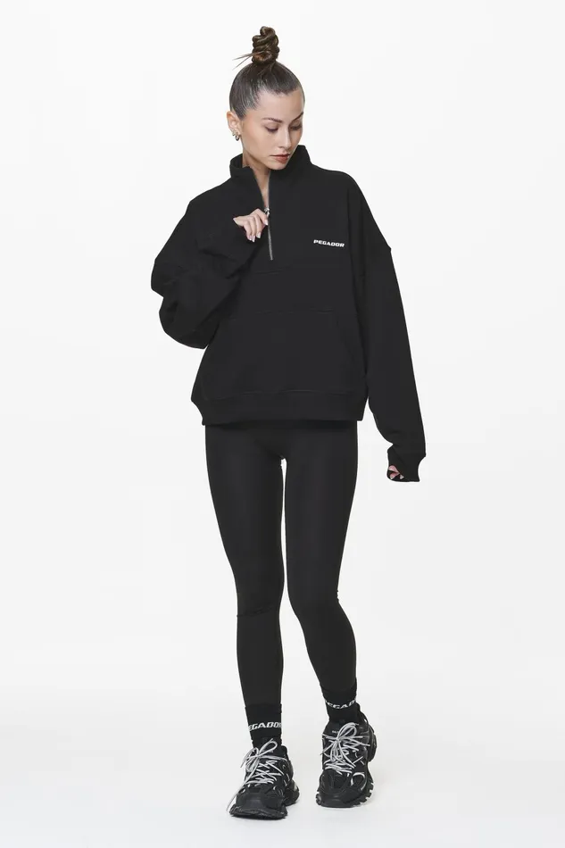 Women Pegador Sweaters Vuku Logo Oversized Halfzip Black Women Pegador Sweaters Vuku Logo Oversized Halfzip Black
