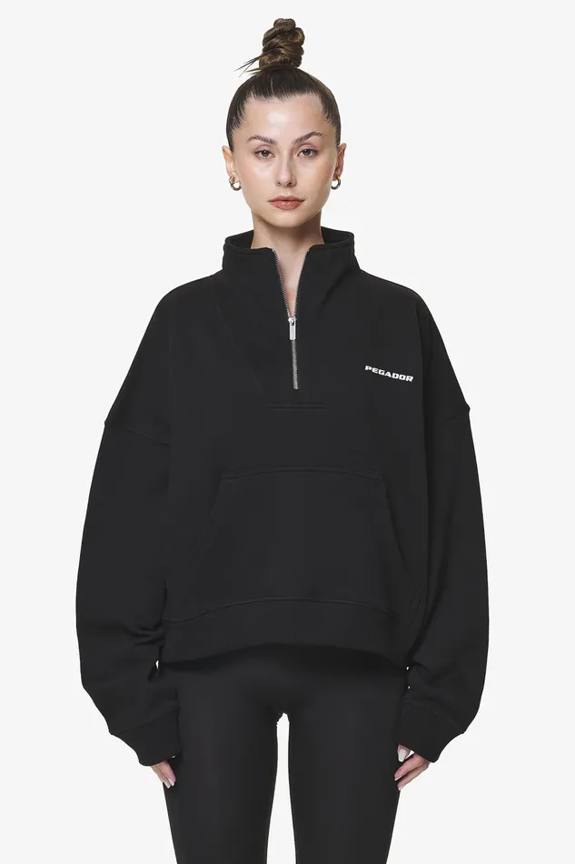 Women Pegador Sweaters Vuku Logo Oversized Halfzip Black Women Pegador Sweaters Vuku Logo Oversized Halfzip Black