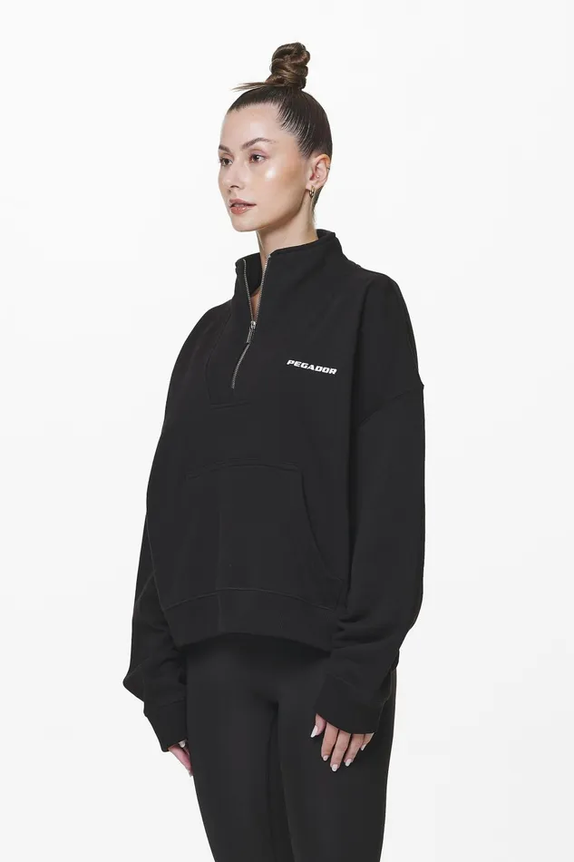 Women Pegador Sweaters Vuku Logo Oversized Halfzip Black Women Pegador Sweaters Vuku Logo Oversized Halfzip Black