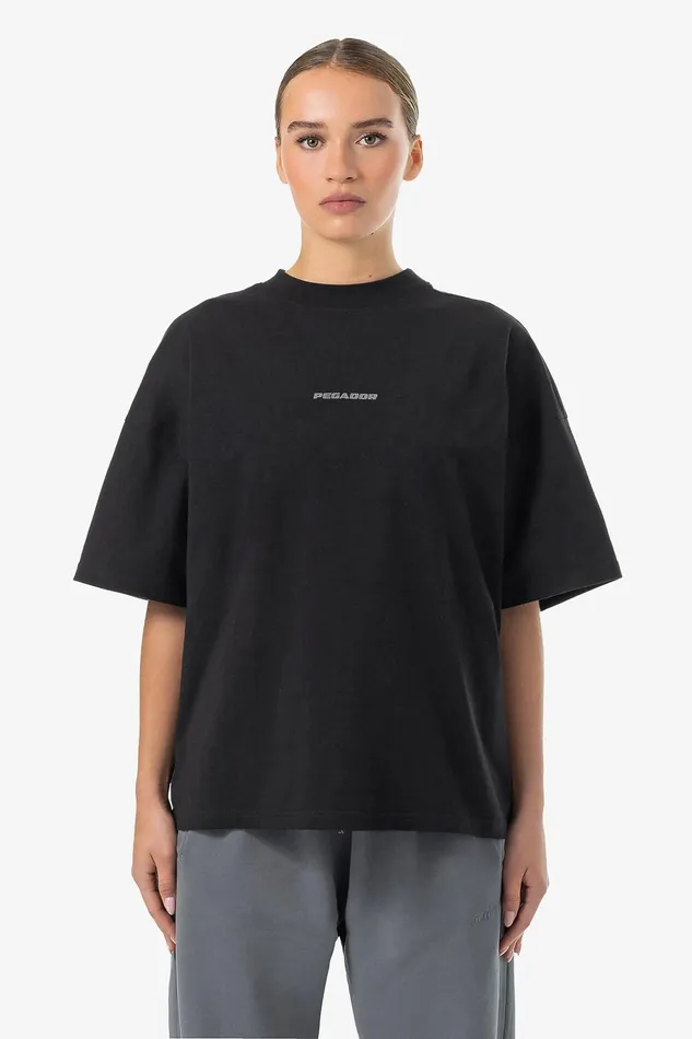 Women Pegador Tees Bracy Heavy Oversized Tee Washed Black Dark Grey Gum