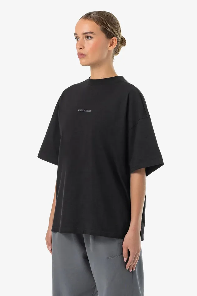 Women Pegador Tees Bracy Heavy Oversized Tee Washed Black Dark Grey Gum Women Pegador Tees Bracy Heavy Oversized Tee Washed Black Dark Grey Gum