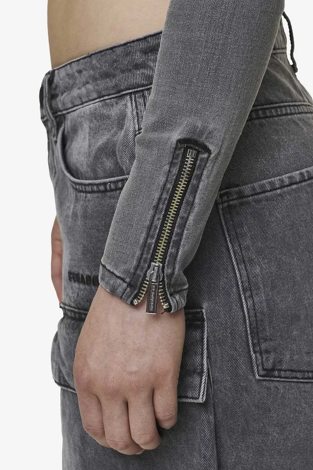 Women Pegador Tops Elly Denim Biker Jacket Washed Deep Grey Women Pegador Tops Elly Denim Biker Jacket Washed Deep Grey