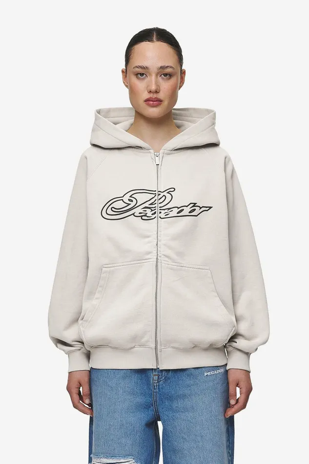 Women Pegador Zip Hoodies Anna Oversized Sweat Jacket Washed Moon Grey