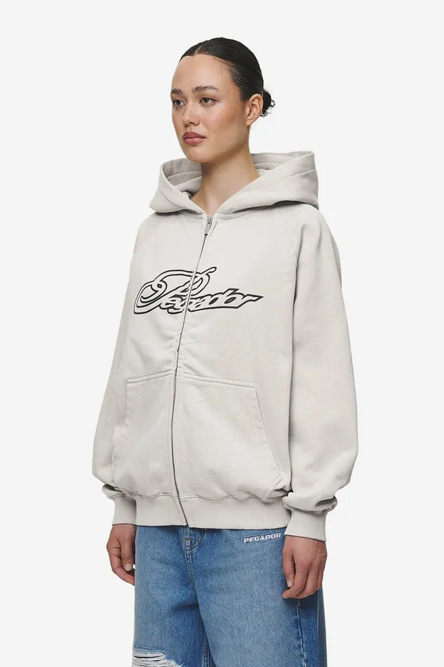 Women Pegador Zip Hoodies Anna Oversized Sweat Jacket Washed Moon Grey Women Pegador Zip Hoodies Anna Oversized Sweat Jacket Washed Moon Grey