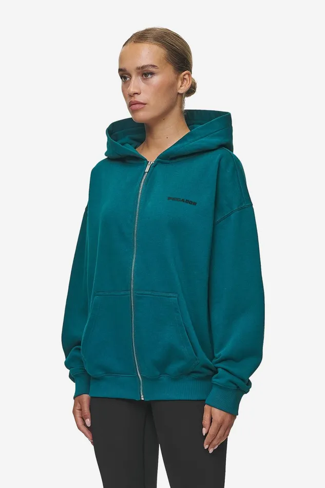 Women Pegador Zip Hoodies Clarita Oversized Sweat Jacket Washed Urban Turquoise Black Gum Women Pegador Zip Hoodies Clarita Oversized Sweat Jacket Washed Urban Turquoise Black Gum