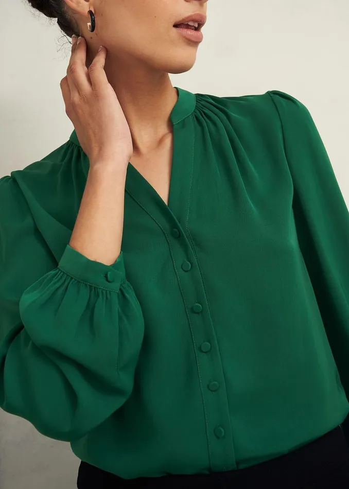 Women Peony Blouse Green Hobbs Tops