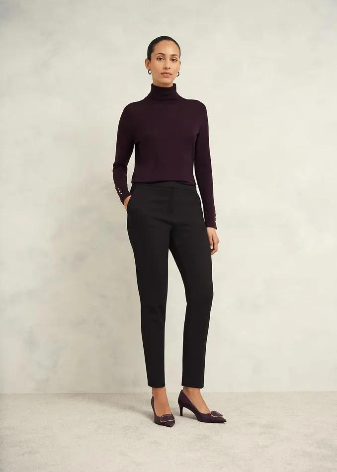 Women Petite Mia Slim Trousers Black Hobbs Trousers