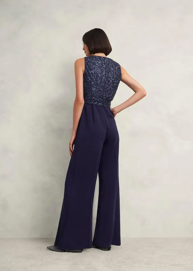 Women Petite Zuri Sequin Jumpsuit Midnight Navy Hobbs Dresses and Jumpsuits