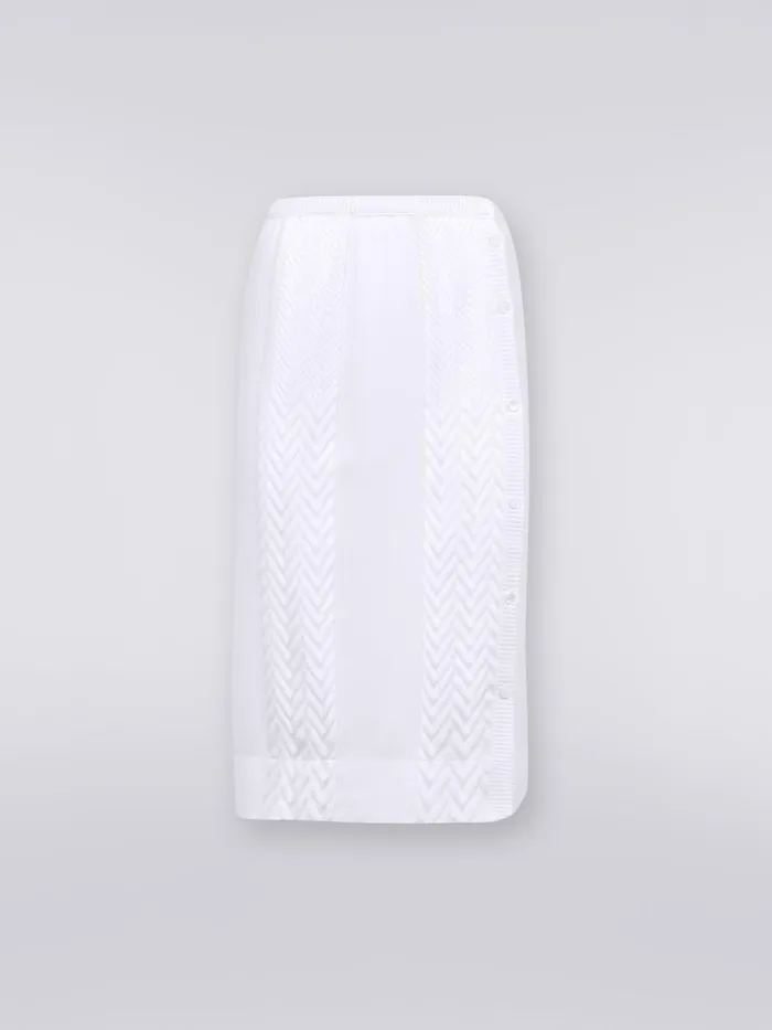 Women Plain Silk Cotton And Viscose Longuette Skirt White Missoni Skirts