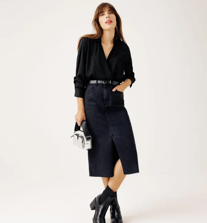 Women Plain Silky Blouse 8211 Black Promod Shirts And Tunics Women Plain Silky Blouse 8211 Black Promod Shirts And Tunics