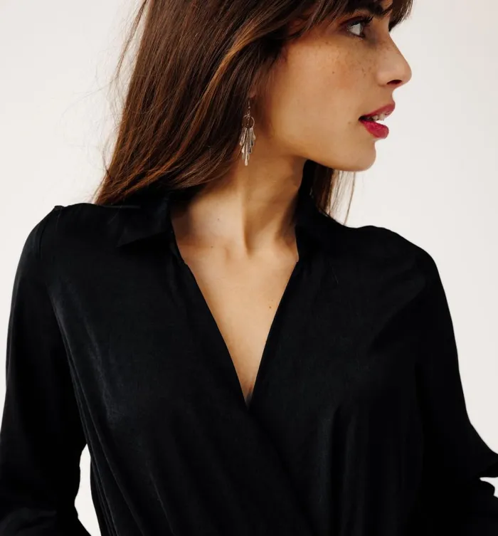 Women Plain Silky Blouse 8211 Black Promod Shirts And Tunics Women Plain Silky Blouse 8211 Black Promod Shirts And Tunics