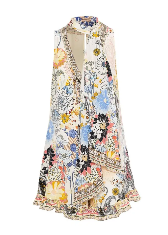 Women Playsuits and Jumpsuits Camilla Ruffle Hem Playsuit Britain Bouquet
