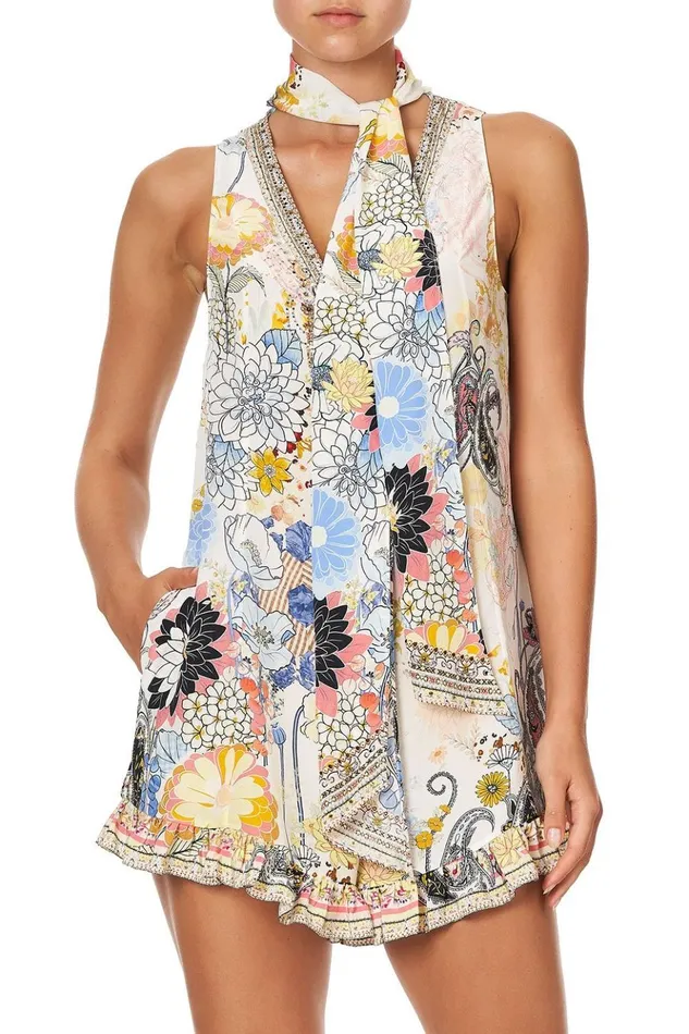 Women Playsuits and Jumpsuits Camilla Ruffle Hem Playsuit Britain Bouquet