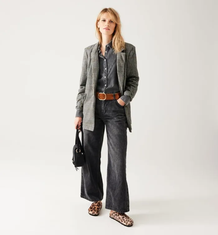Women PrinceOfWales Check Jacket 8211 Black Checks Promod Jackets Women PrinceOfWales Check Jacket 8211 Black Checks Promod Jackets