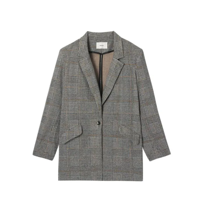 Women PrinceOfWales Check Jacket 8211 Black Checks Promod Jackets Women PrinceOfWales Check Jacket 8211 Black Checks Promod Jackets