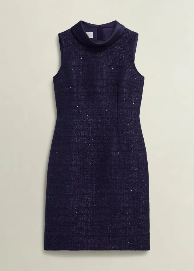 Women Prisha Sequin Tweed Dress Midnight Navy Hobbs Dresses and Jumpsuits