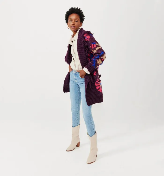 Women PromodDesign Cardigan 8211 Violet Print Promod Jumpers And Cardigans Women PromodDesign Cardigan 8211 Violet Print Promod Jumpers And Cardigans