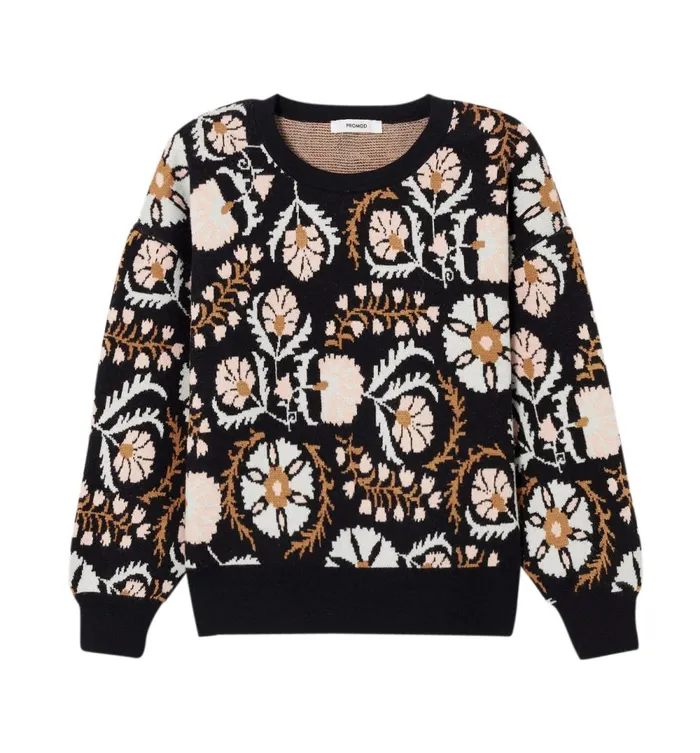Women PromodDesign Jumper 8211 Navy Blue Print Promod Jumpers And Cardigans Women PromodDesign Jumper 8211 Navy Blue Print Promod Jumpers And Cardigans
