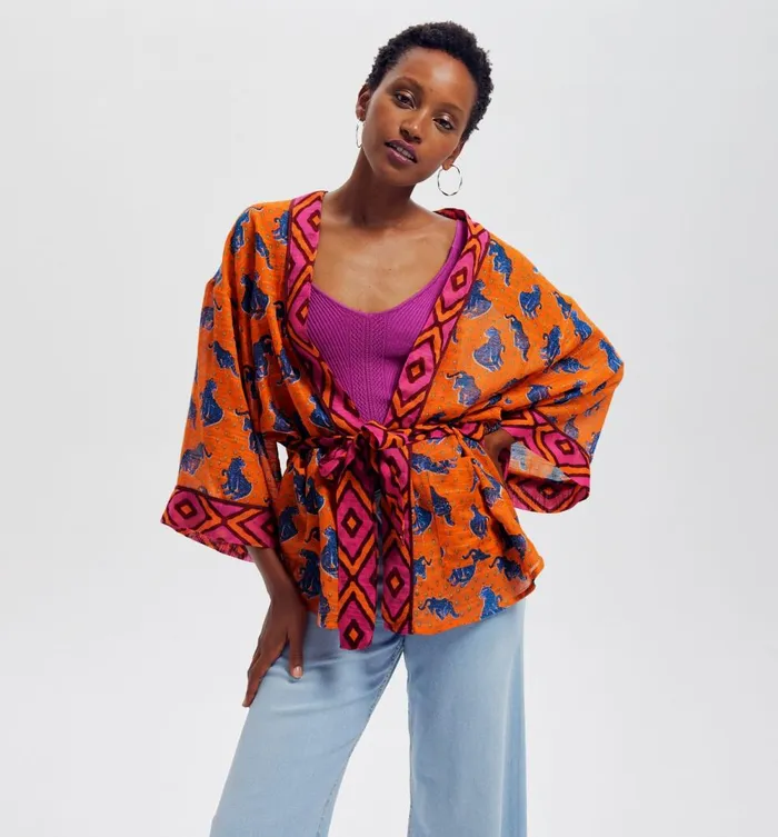 Women Promod Excusive Kimono 8211 Orange Print Promod Jackets