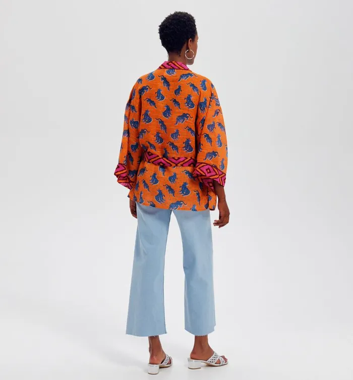 Women Promod Excusive Kimono 8211 Orange Print Promod Jackets Women Promod Excusive Kimono 8211 Orange Print Promod Jackets
