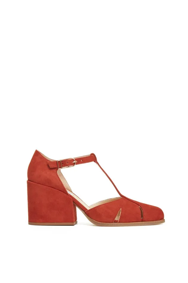 Women Pumps Gabriela Hearst Hawes TStrap Heel In Rust Suede