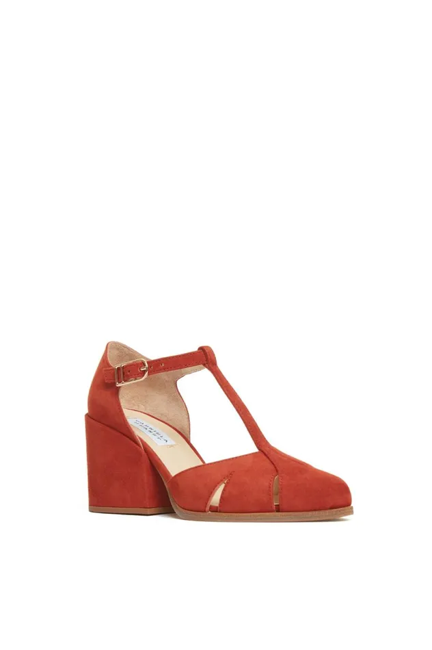 Women Pumps Gabriela Hearst Hawes TStrap Heel In Rust Suede