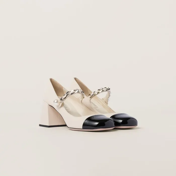 Women Pumps Miu Miu Leather Pumps Ivoryblack