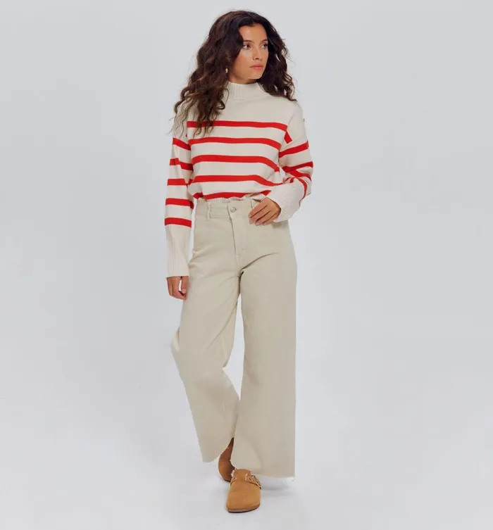 Women Raised Neckline Sailor Jumper 8211 Red Stripes Promod Jumpers And Cardigans Women Raised Neckline Sailor Jumper 8211 Red Stripes Promod Jumpers And Cardigans