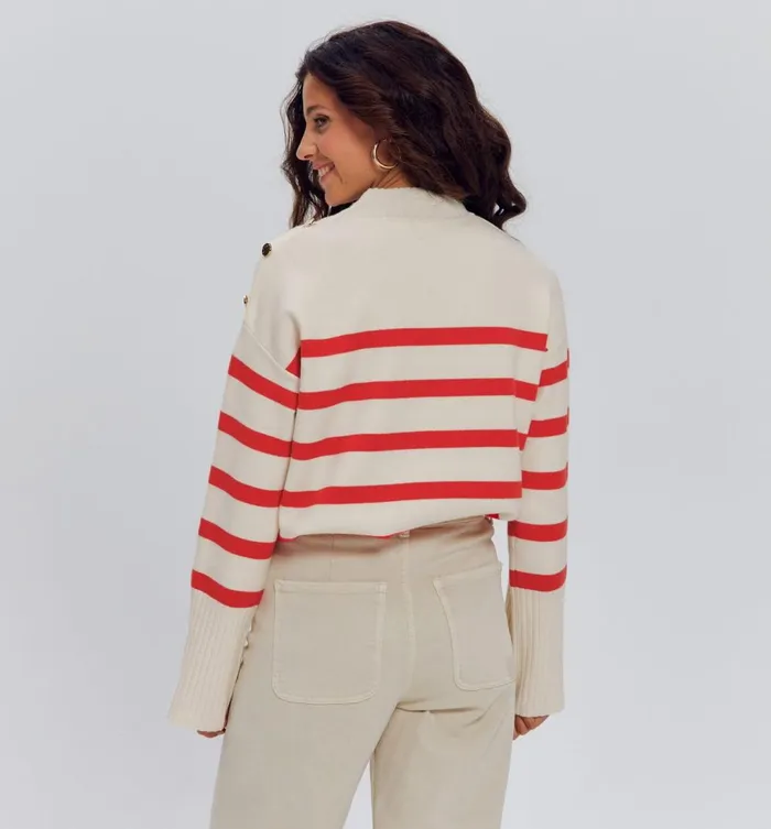 Women Raised Neckline Sailor Jumper 8211 Red Stripes Promod Jumpers And Cardigans Women Raised Neckline Sailor Jumper 8211 Red Stripes Promod Jumpers And Cardigans