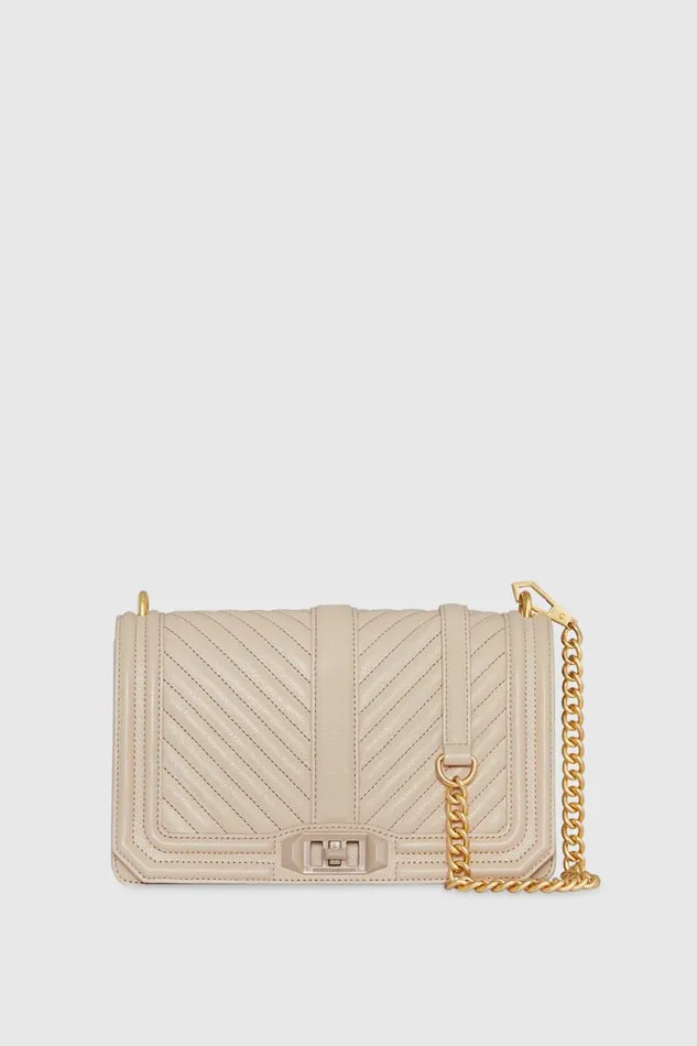 Women Rebecca Minkoff Crossbody Bags Chevron Quilted Love Crossbody Stone