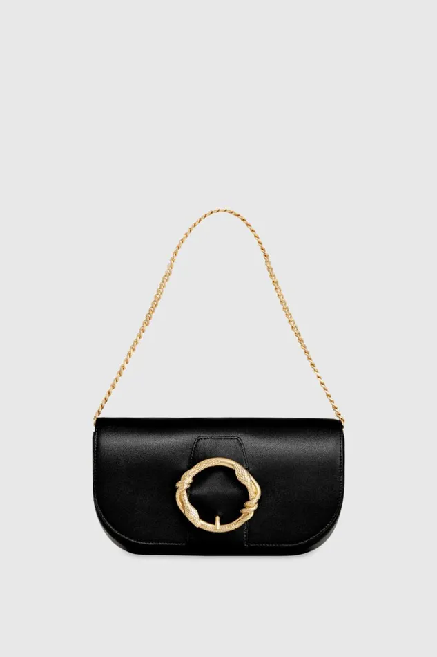 Women Rebecca Minkoff Crossbody Bags Snake Ring Crossbody Blackantique Brass