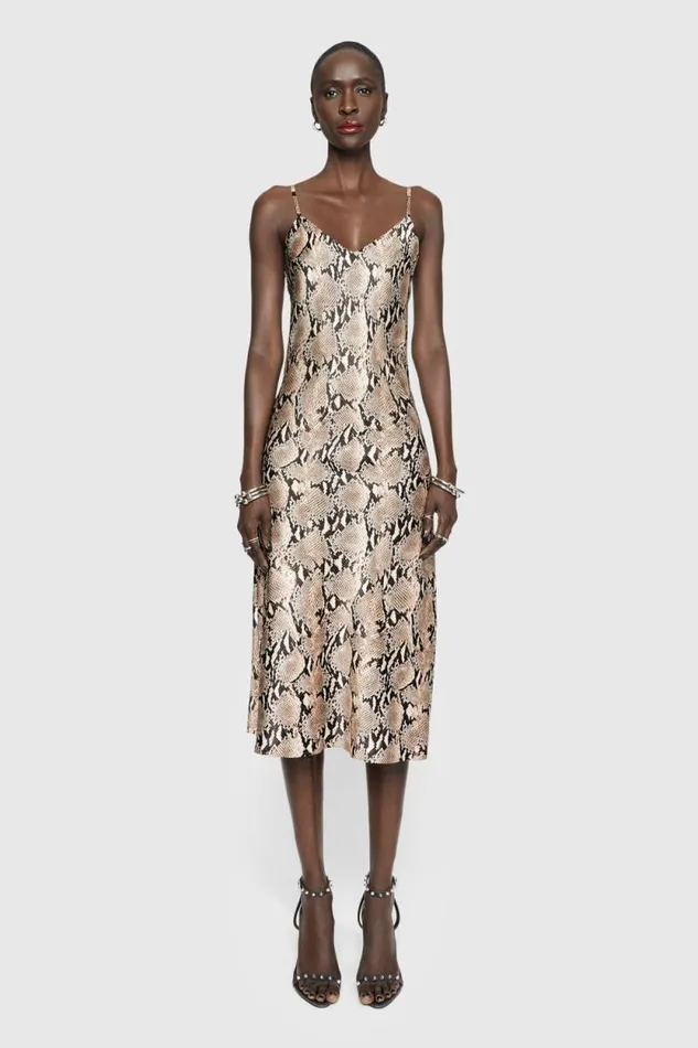 Women Rebecca Minkoff Dresses Verona Slip Dress Natural Python