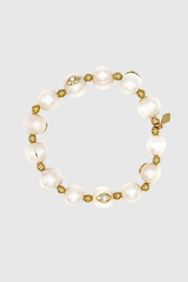 Women Rebecca Minkoff Jewelry Celestial Pearl Bracelet Shiny Gold