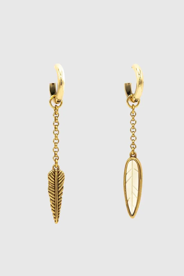 Women Rebecca Minkoff Jewelry Feather Hoop Earrings Warm Gold