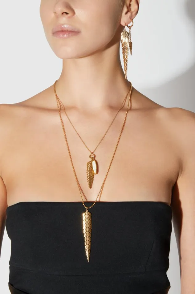 Women Rebecca Minkoff Jewelry Feather Hoop Earrings Warm Gold Women Rebecca Minkoff Jewelry Feather Hoop Earrings Warm Gold