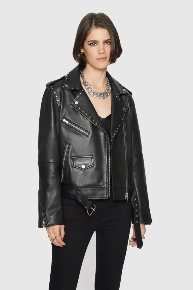 Women Rebecca Minkoff Outerwear Jett Moto With Studs Black