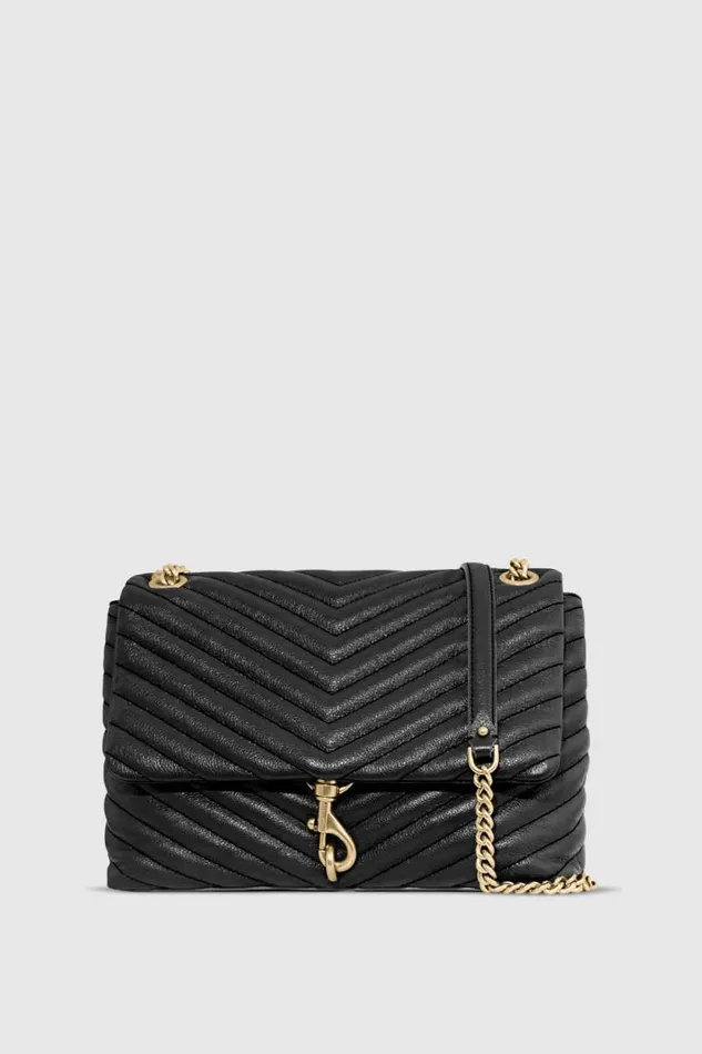 Women Rebecca Minkoff Shoulder Bags Edie Flap Shoulder Bag Blacklight Gold