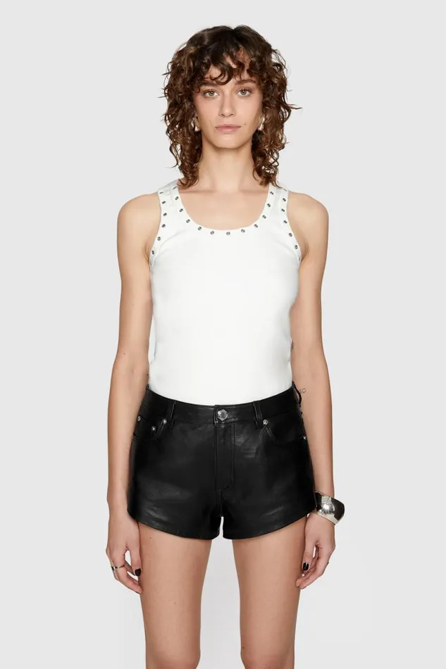 Women Rebecca Minkoff Tops Holly Studded Tank Top White