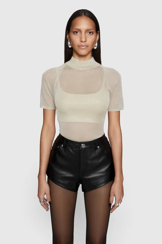 Women Rebecca Minkoff Tops Leroy Sheer Set Gold