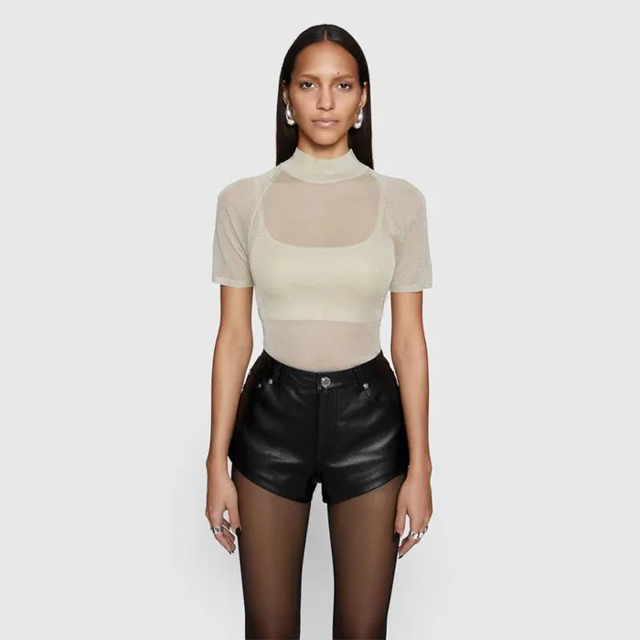 Women Rebecca Minkoff Tops Leroy Sheer Set Gold Women Rebecca Minkoff Tops Leroy Sheer Set Gold