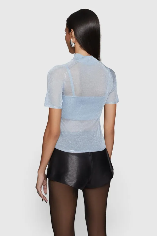 Women Rebecca Minkoff Tops Leroy Sheer Set Sky Women Rebecca Minkoff Tops Leroy Sheer Set Sky