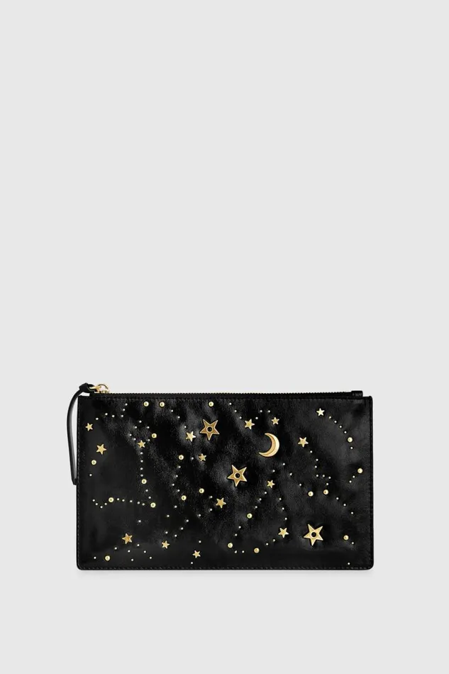 Women Rebecca Minkoff Wallets Large Celestial Studded Pouch Black
